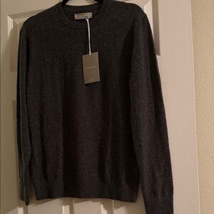 Everlane Men's Cashmere dark, dark, gray donegal Crewneck Sweater size small